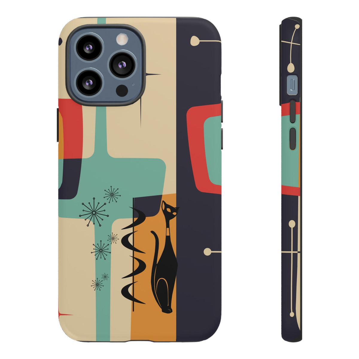 Mid Century Modern, Geometric, Atomic Cat Groovy Smart Phones Tough Phone Cases