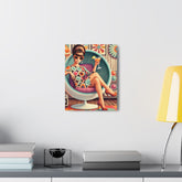 60s Mod Gal, Retro Chic Canvas Gallery Wrap - Vintage Lounge Art Print - Mid Century Modern Gal