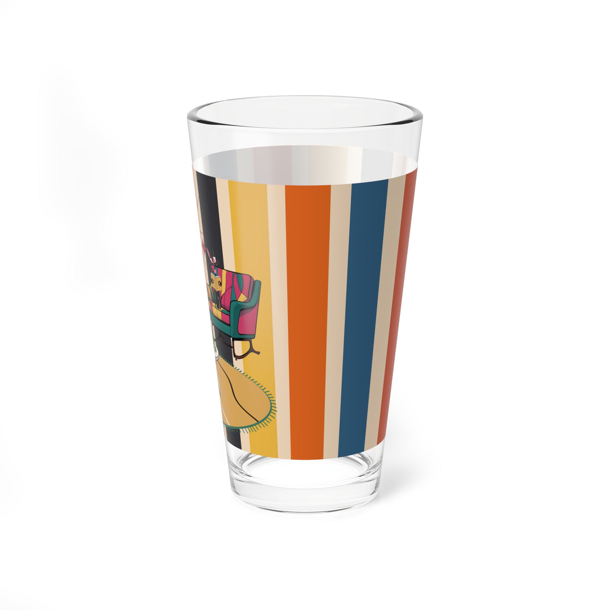 Atomic Kitschy Cats, Book Lover, Book Club Colorful Retro Glass - Vibrant Drinkware for Home Entertaining - Mid Century Modern Gal