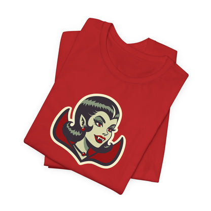 Vampire Dracula Girl Halloween Goth Horror Buff MCM Unisex T-Shirt - Mid Century Modern Gal