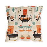 Mid Century Modern Atomic Cat, Mid Mod Party Outdoor Pillows - Mid Century Modern Gal