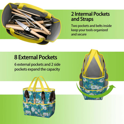 Chinoiserie Floral Teal Green White Elegant Garden Tool Bag