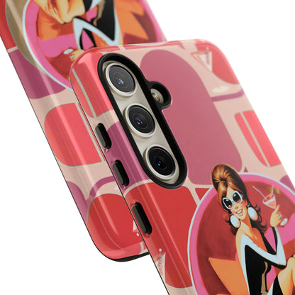 Mid Mod 60s Mod Gal, Kick Back Enjoy, Retro Chic Phone Case with Cocktail Design