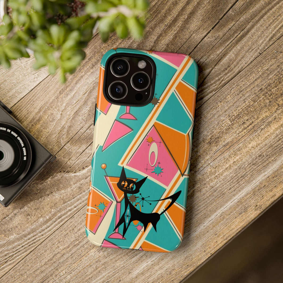 Atomic Cat Mid Mod Retro Cat Phone Case - Tough Cases for Stylish Cat Lovers