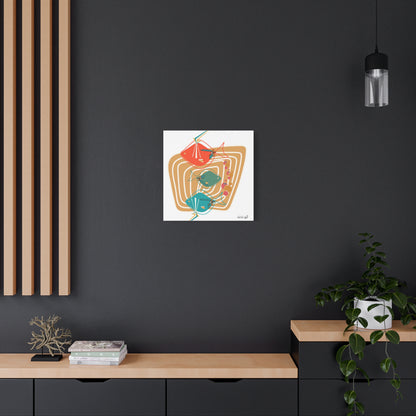 Mid Century Modern Fish Art, Whimsical Fish Canvas Wall Art - Colorful Mod Décor - Mid Century Modern Gal