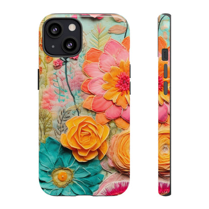 Boho Retro Floral Faux Pressed Flowers Smart Phone Tough Phone Cases