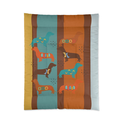Dachshund Doxie Dog Mid Century Modern Retro Lightweight Comforter - Mid Century Modern Gal