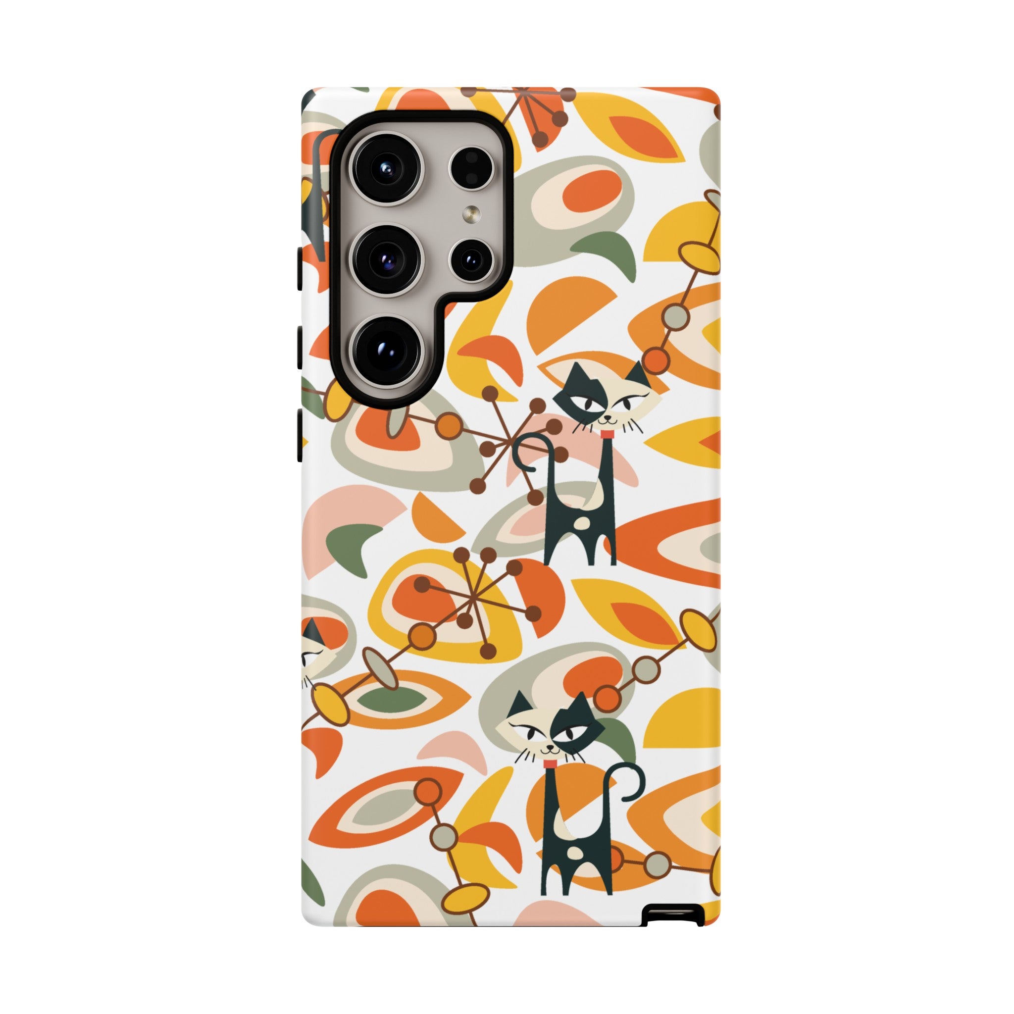 Atomic Cat Mid Mod Orange, Yellow, Groovy Cat Smart Phone Tough Cases