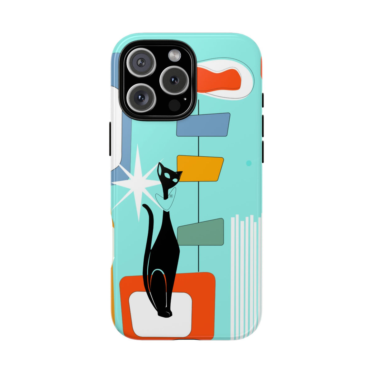 Atomic Cat, Mid Mod Aqua Blue, Geometric, Samsung, Google Pixel, Apple iPhone Tough Cases