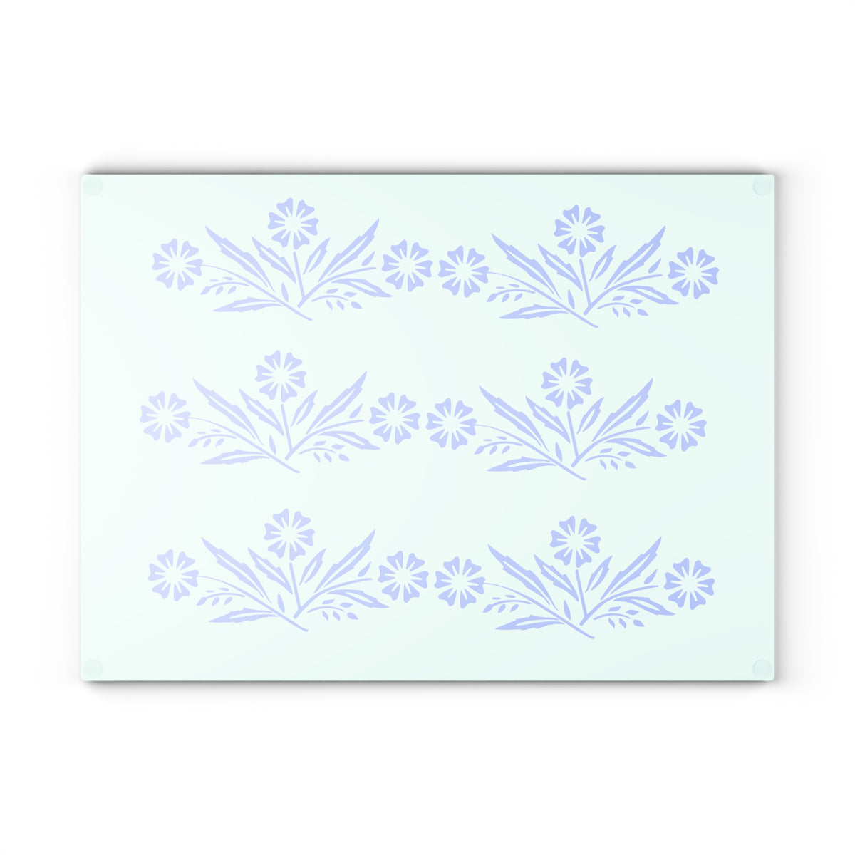 Blue Cornflower Kitschy Kitchen Coriningware Inspired Glass Cutting Board - Mid Century Modern Gal