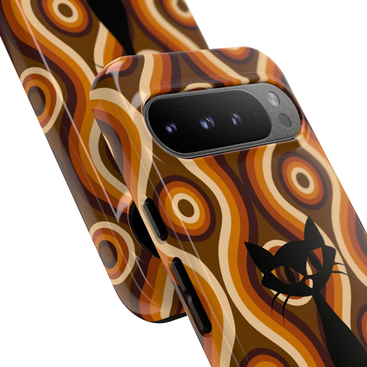 Retro Phone Case, Groovy Brown, Atomic Kitsch Cat Tough Smart Phone Cases
