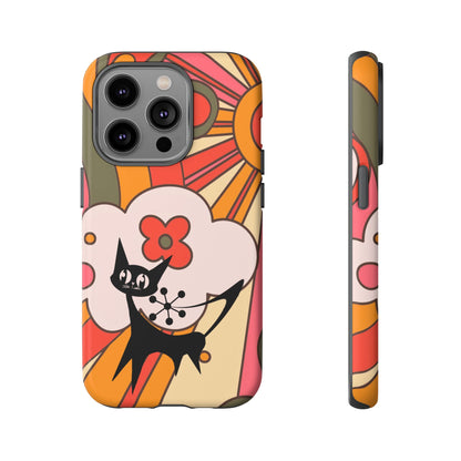 Atomic Cat, Retro Sunburst, Groovy Mod Smart Phone Tough Phone Cases - Mid Century Modern Gal