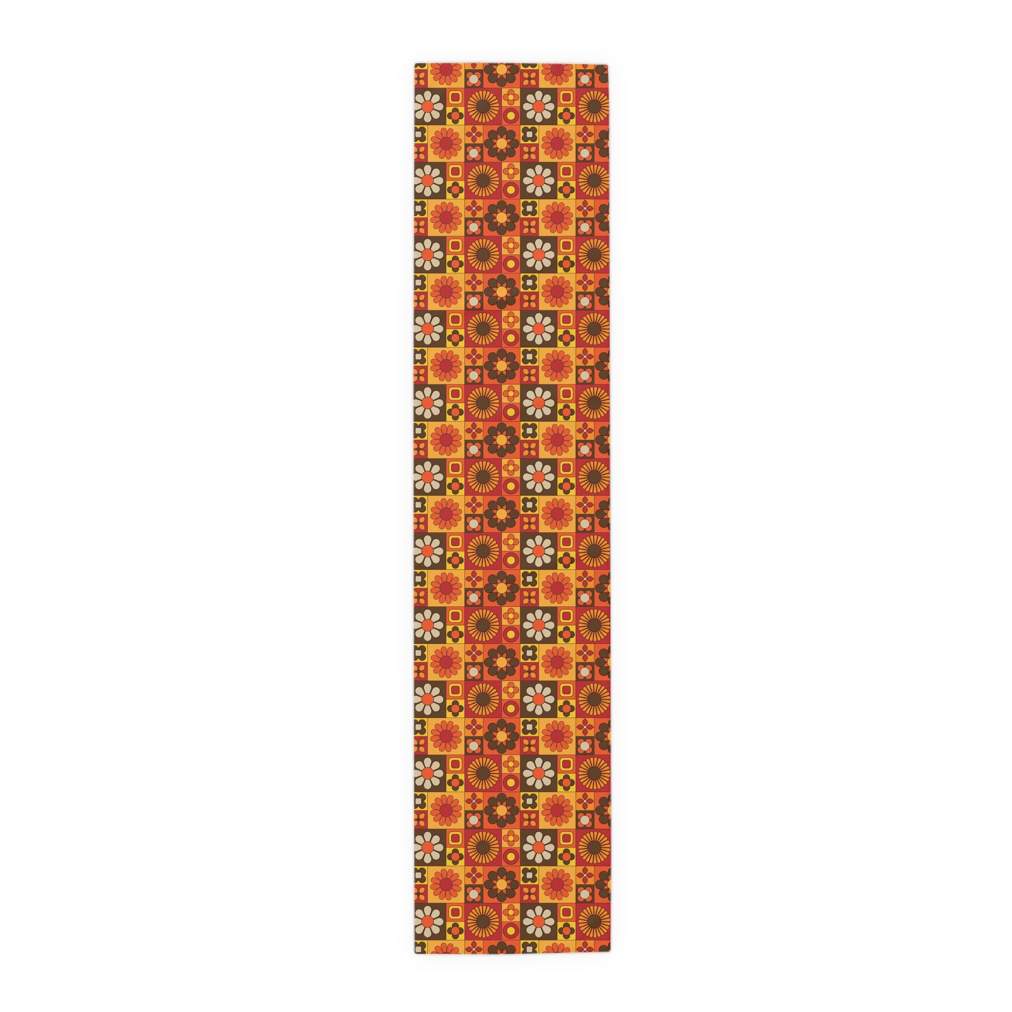 Retro 70s Groovy Mid Mod Floral Table Runner - Mid Century Modern Gal