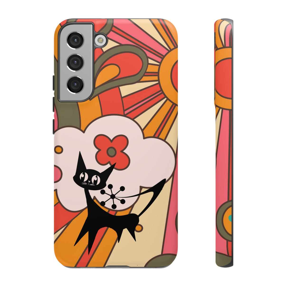 Atomic Cat, Retro Sunburst, Groovy Mod Smart Phone Tough Phone Cases - Mid Century Modern Gal