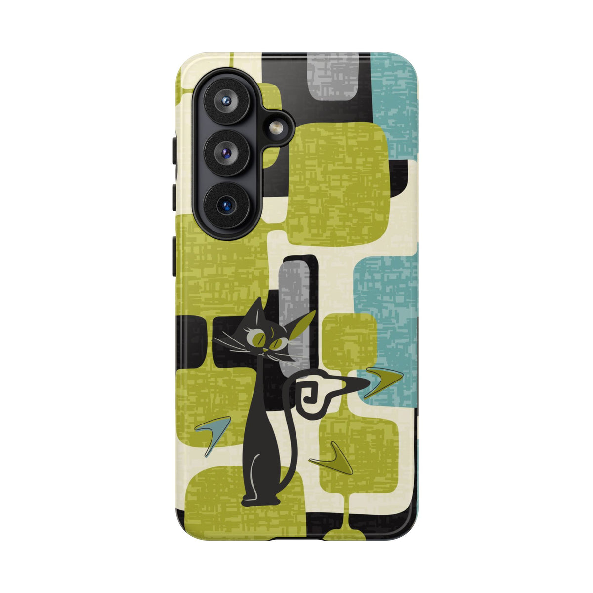 Mid Century Modern Geometric Kitschy Cat, Boomerang Retro Smart Phone Tough Cases