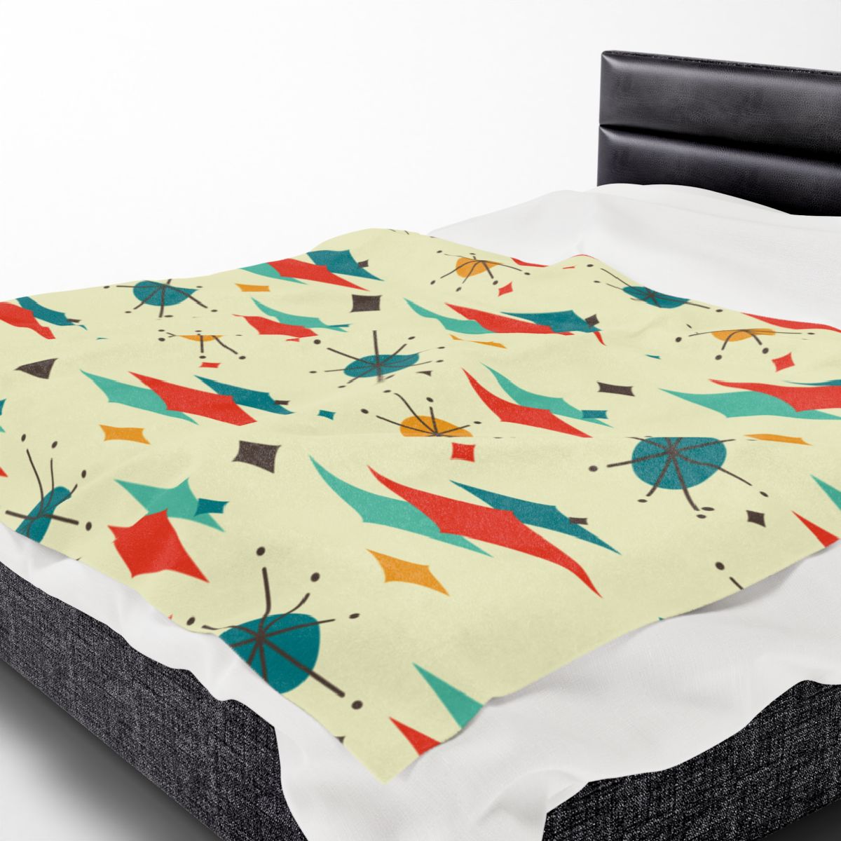 Retro Atomic Diamond Burst Mid Century Modern Atomic Age Vintage Home THIN Velveteen Plush Throw Blanket