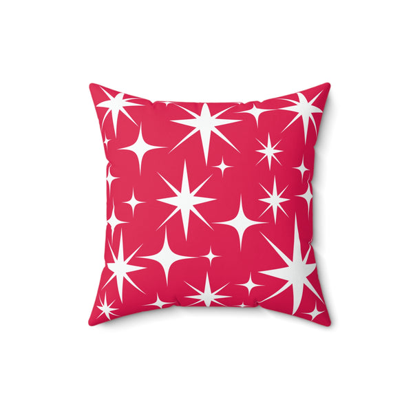 Mid Century Modern Starburst Mod Retro Pillow, Raspberry Delight Pillow And Insert