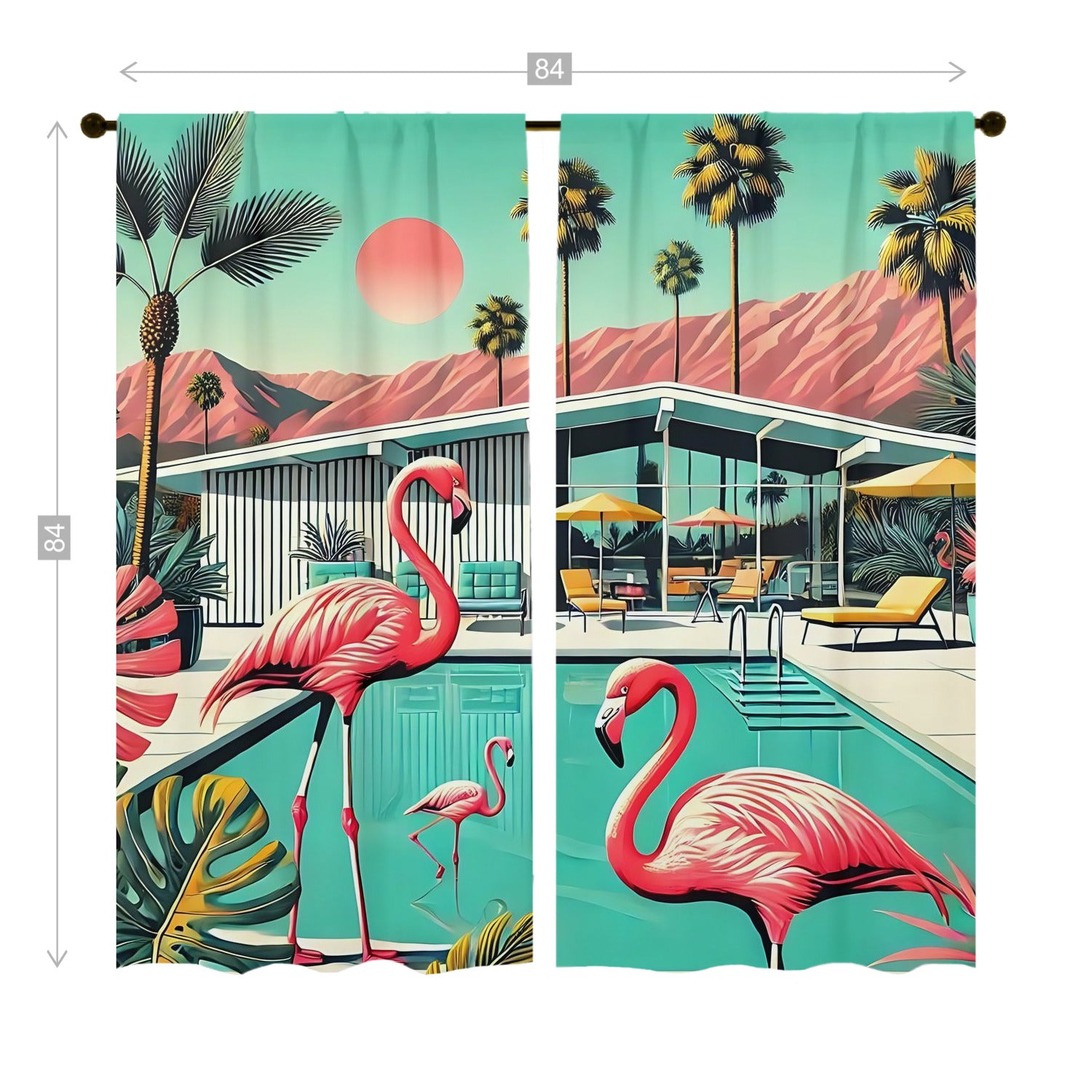 50s Palm Springs California Kitschy Mid Century Modern Window Curtains (two panels)