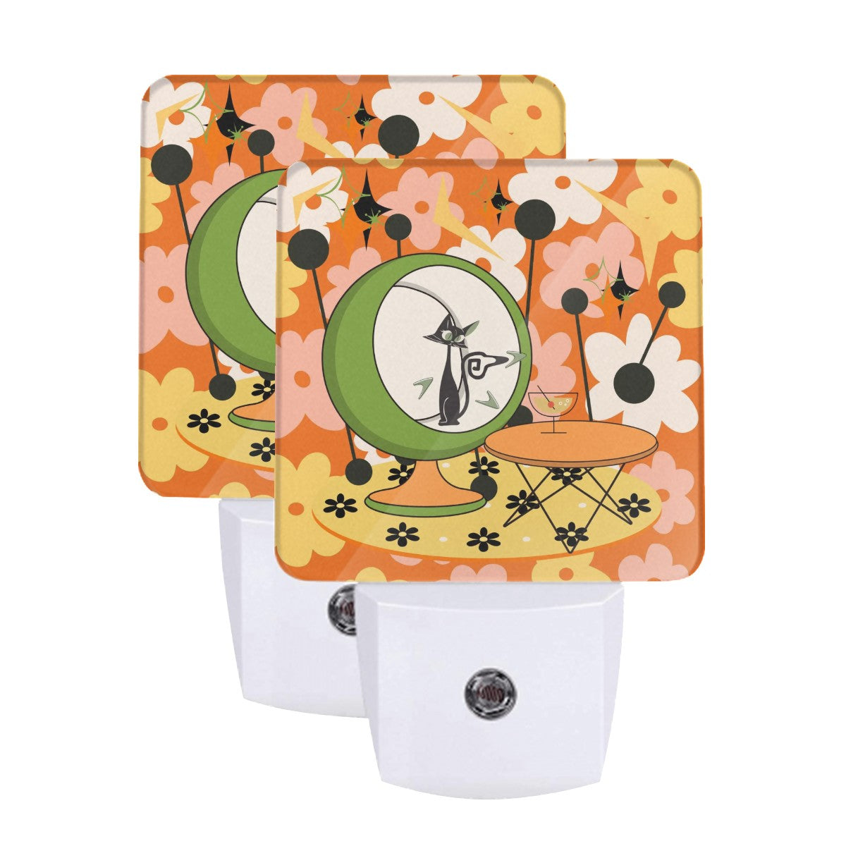 Groovy Cat, Martini, Mid Mod Egg Chair, Sputnik Designed Retro Night Lights - Mid Century Modern Gal