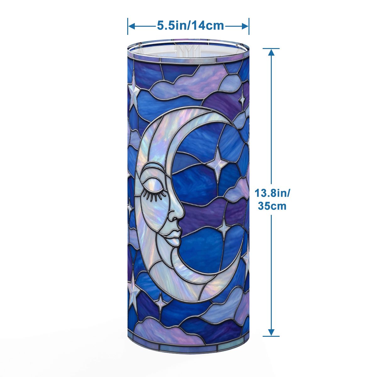 Halloween Stained Glass Style Night Sky Crescent Moon Stars Clouds Slim Floor Lamp SHADE ONLY - For Slim Floor Lamps Only