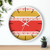 Pyrex Friendship Retro Pattern Wall Clock – Red, Mustard Yellow White Kitschy Wall Clock - Mid Century Modern Gal