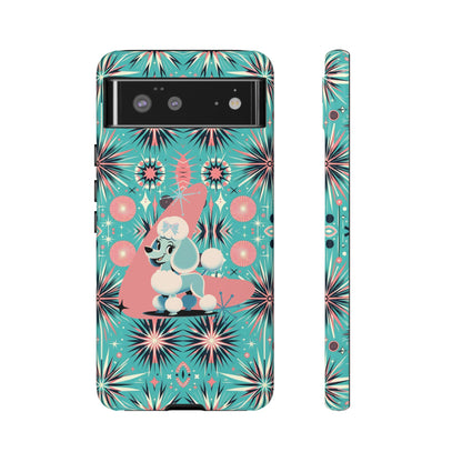 1950s Mid Century Modern Atomic Pink, Poodle Retro Smart Phone Tough Cases
