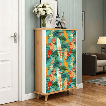 Mid Century Modern Polynesian Surfboard Shoe Storage Cabinet - Mid Century Modern Gal