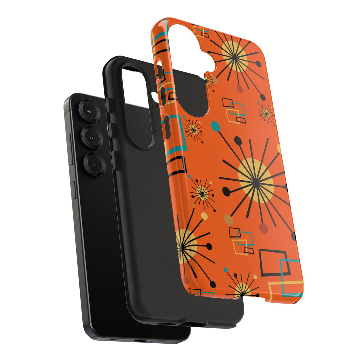 Mid Century Modern Sinatra Orange, Starburst, Geometric Funky Fun Tough Phone Case