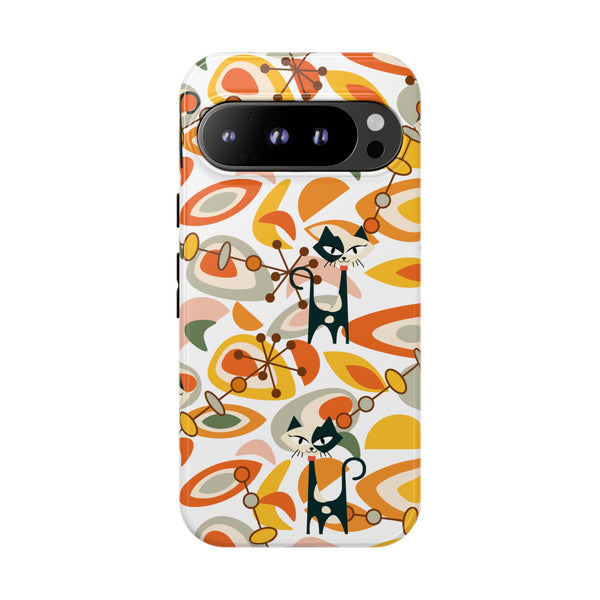 Atomic Cat Mid Mod Orange, Yellow, Groovy Cat Smart Phone Tough Cases