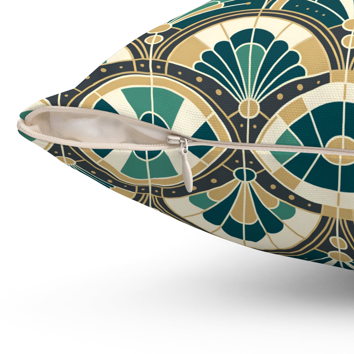 Art Deco Peacock Inspired Pillow Cover and Insert