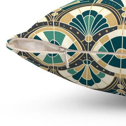 Art Deco Peacock Inspired Pillow Cover and Insert