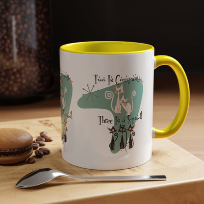 Atomic Cat Mug, Kitschy Cute Co-Worker, Best Mid Mod Charming Cat Coffee Mug - Mid Century Modern Gal
