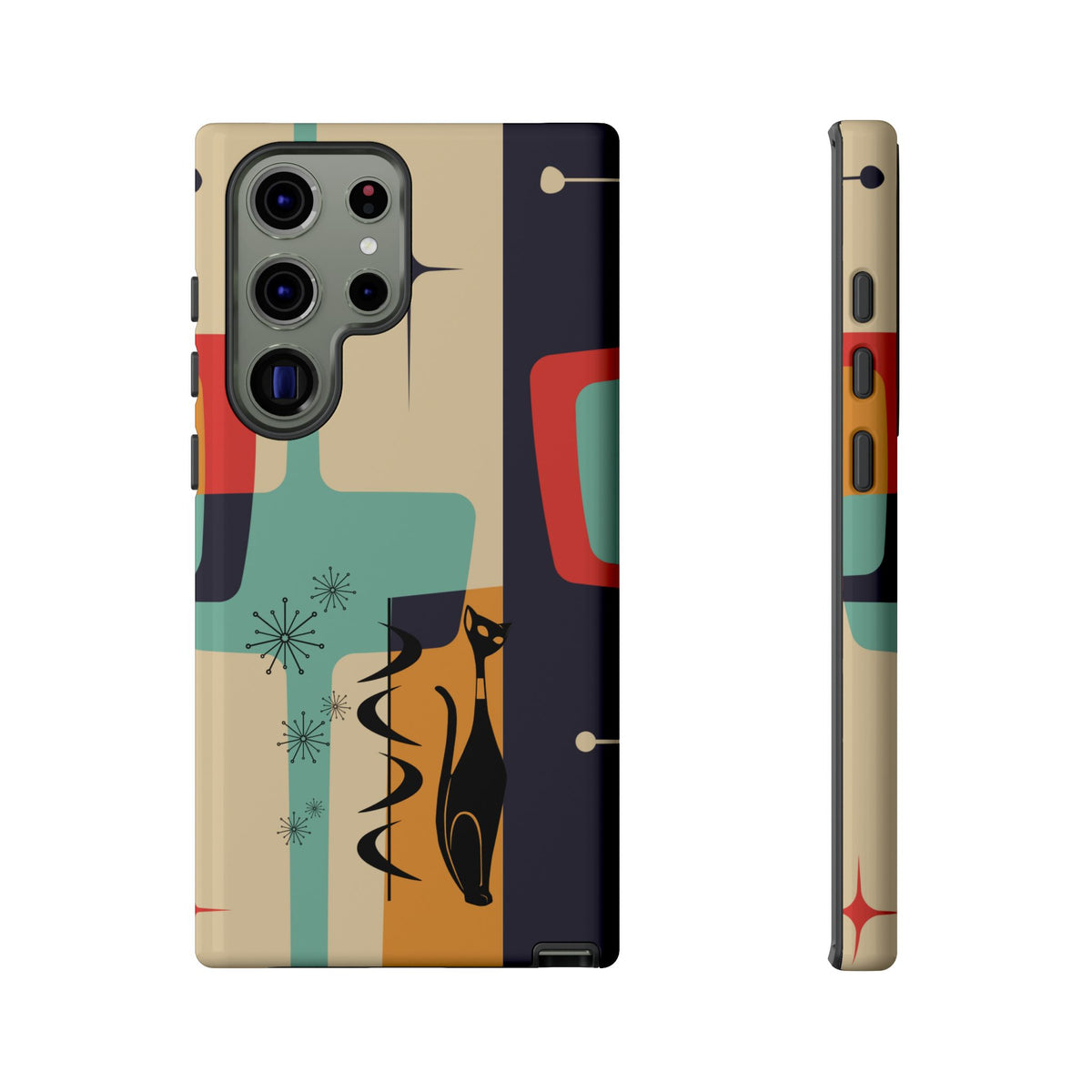 Mid Century Modern, Geometric, Atomic Cat Groovy Smart Phones Tough Phone Cases