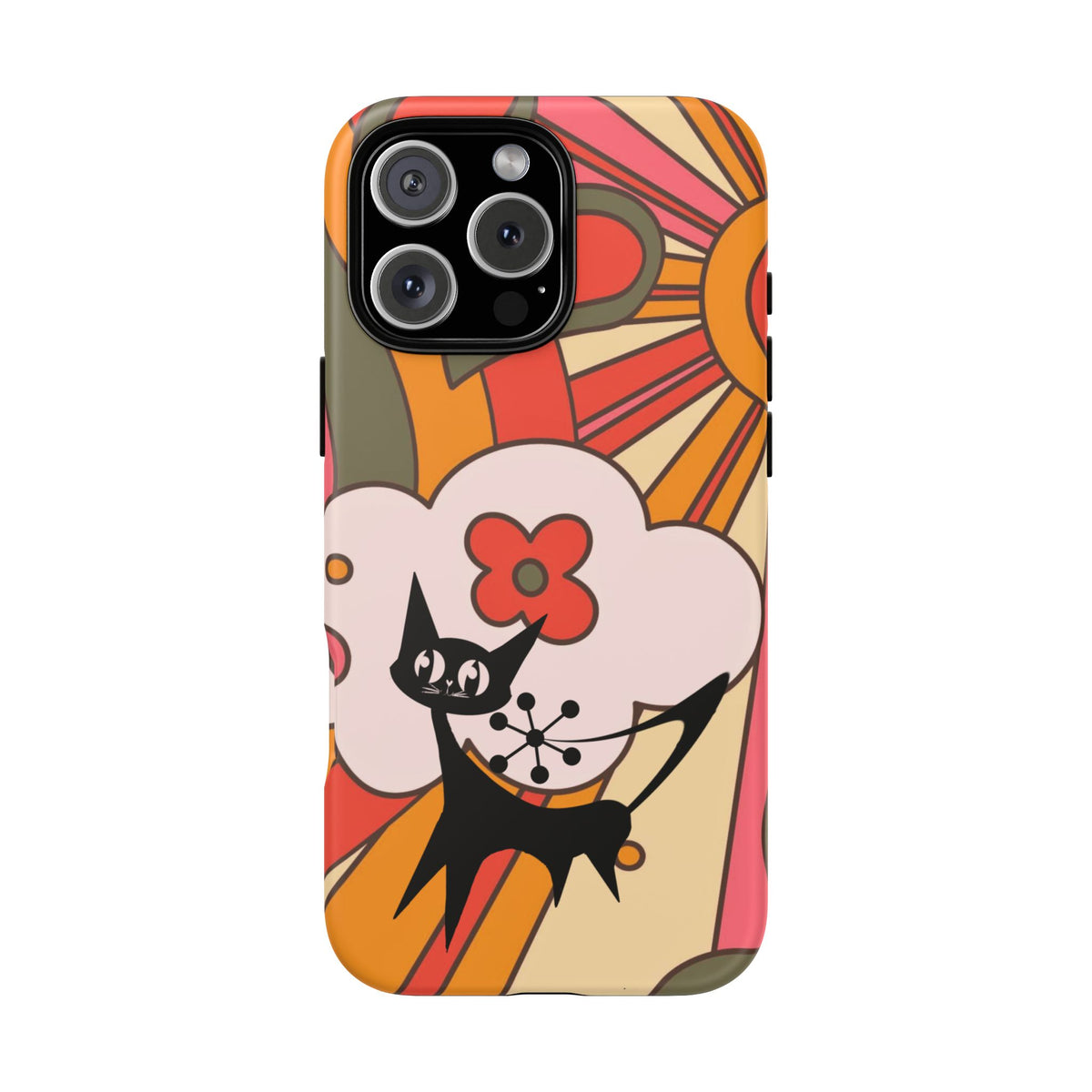 Atomic Cat, Retro Sunburst, Groovy Mod Smart Phone Tough Phone Cases