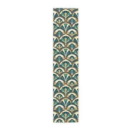 Art Deco Peacock Inspired Table Runner - Mid Century Modern Gal