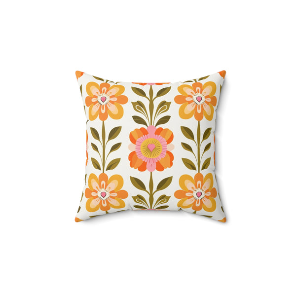 Scandinavian Mid Century Modern Vintage Floral Decorative Pillow