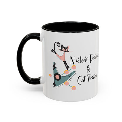 Atomic Cat Coffee Tea Mug, Mid Century Modern Boomerang, Space Age Atomic Drinkware For Cat And Coffee Lovers - Mid Century Modern Gal
