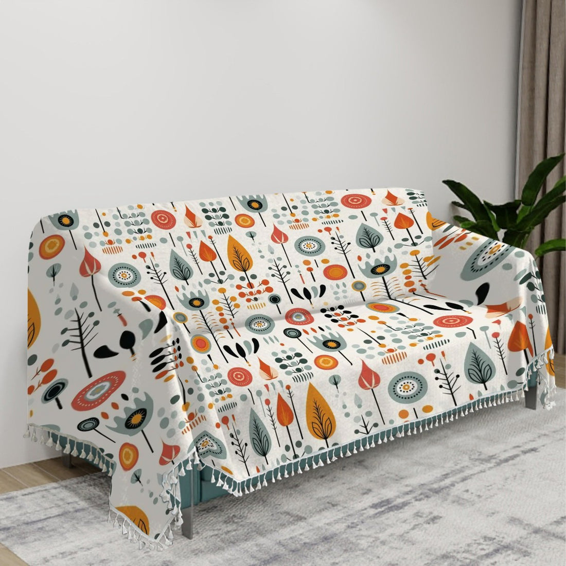 Mid Century Modern Scandinavian Flower Retro Mod Couch Covers Blanket - Mid Century Modern Gal