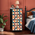 Mid Century Modern Scandinavian Blue, Orange, Teal 60s Geometric Pattern 4-Drawer Dresser - Mid Century Modern Gal