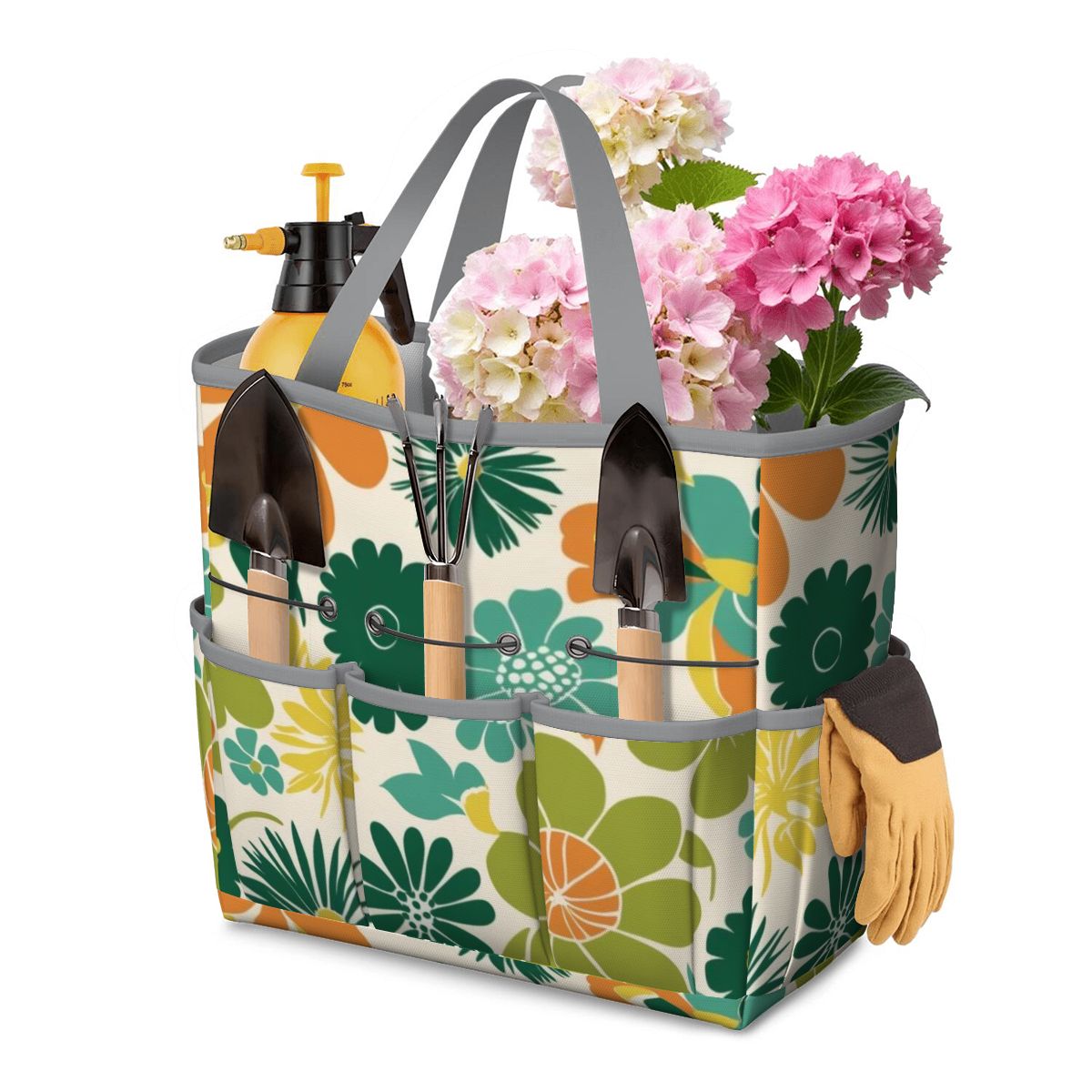 70s Flower Power Retro Groovy Mod Orange Yellow Teal Green Garden Tool Bag - Mid Century Modern Gal