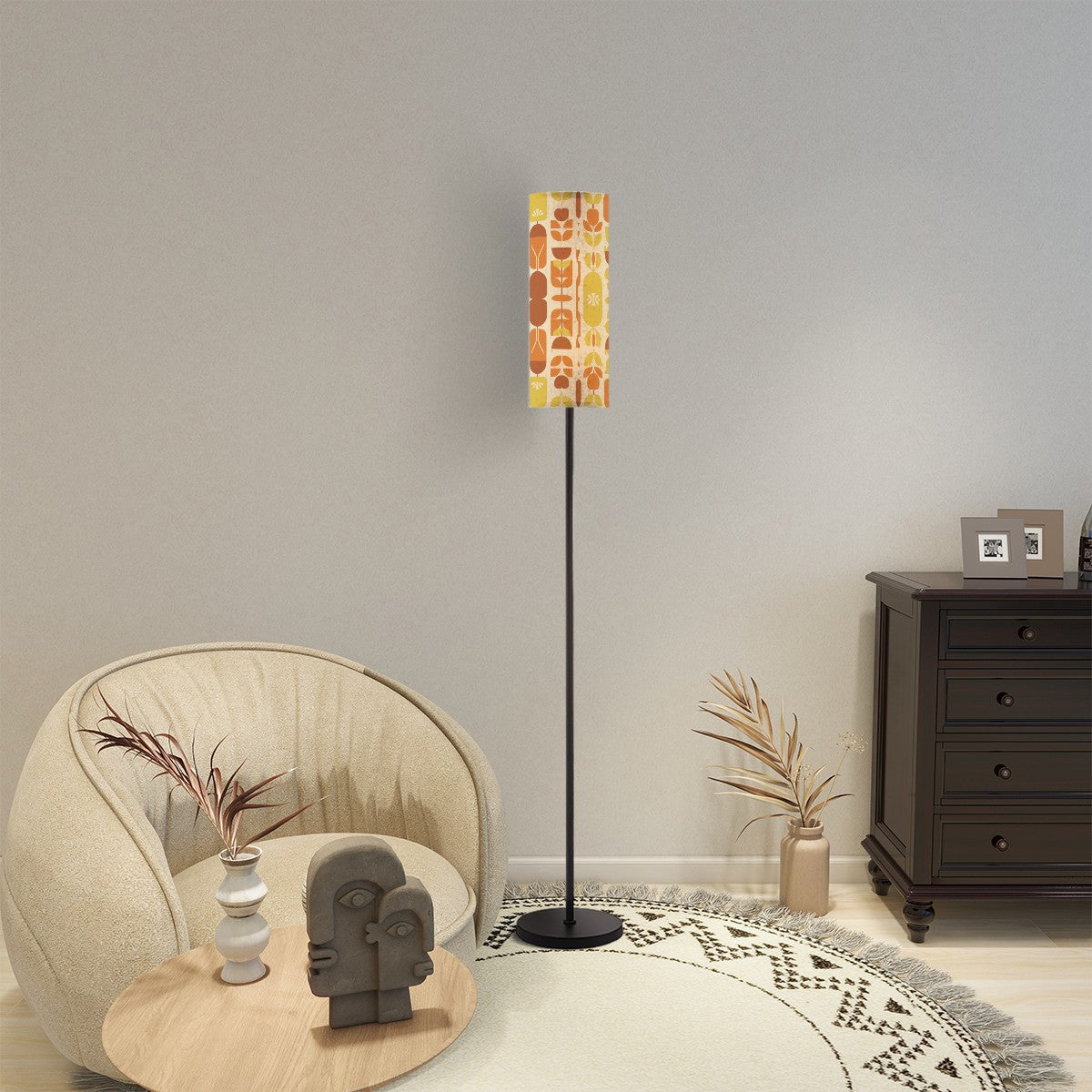 Mid Century Modern Danish Scandinavian Nordic Designed Orange Yellow Slim Torchiere Floor Lamp - Mid Century Modern Gal