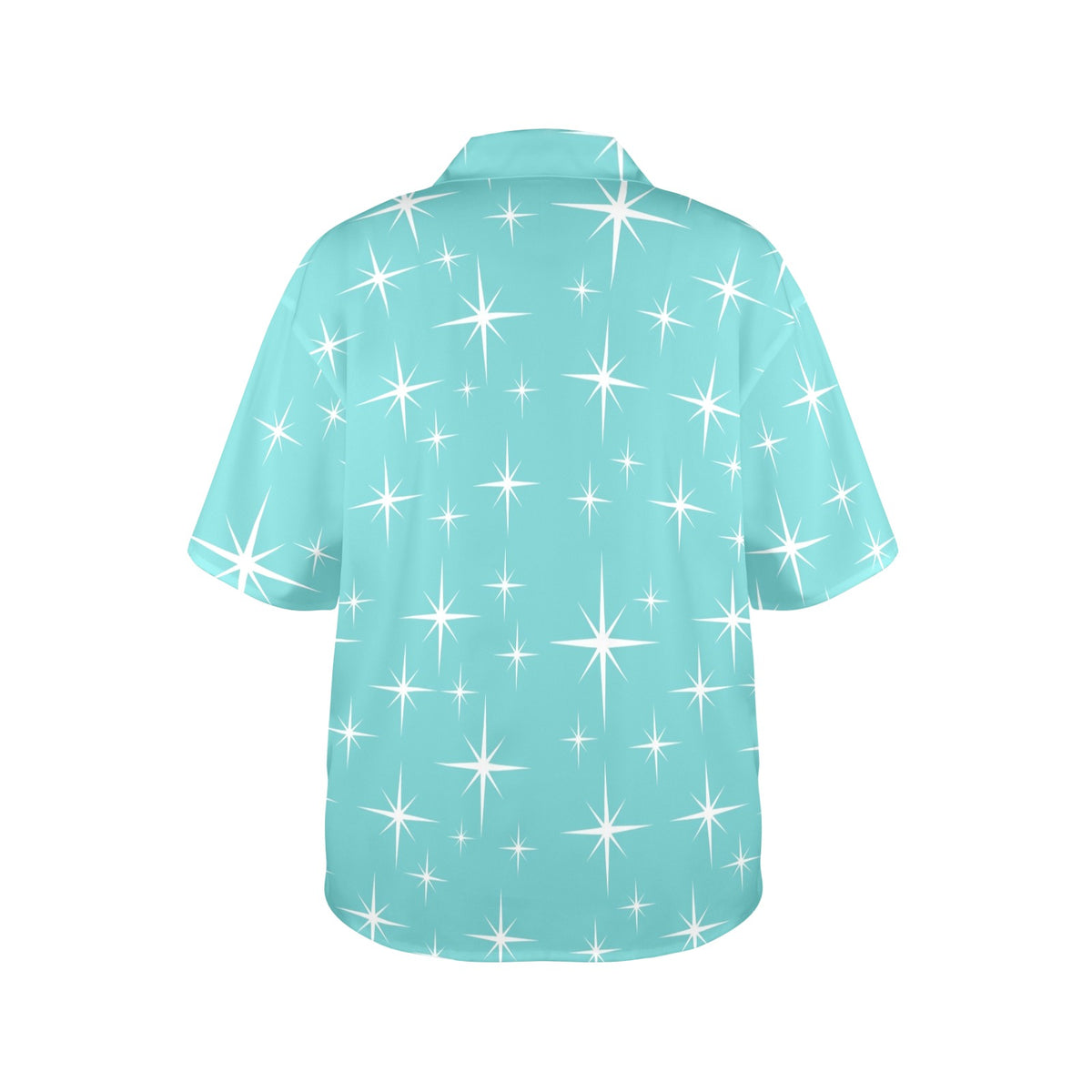 Mid Mod Atomic Aqua Starburt Summer Vibe Women's Hawaiin Shirt - Mid Century Modern Gal
