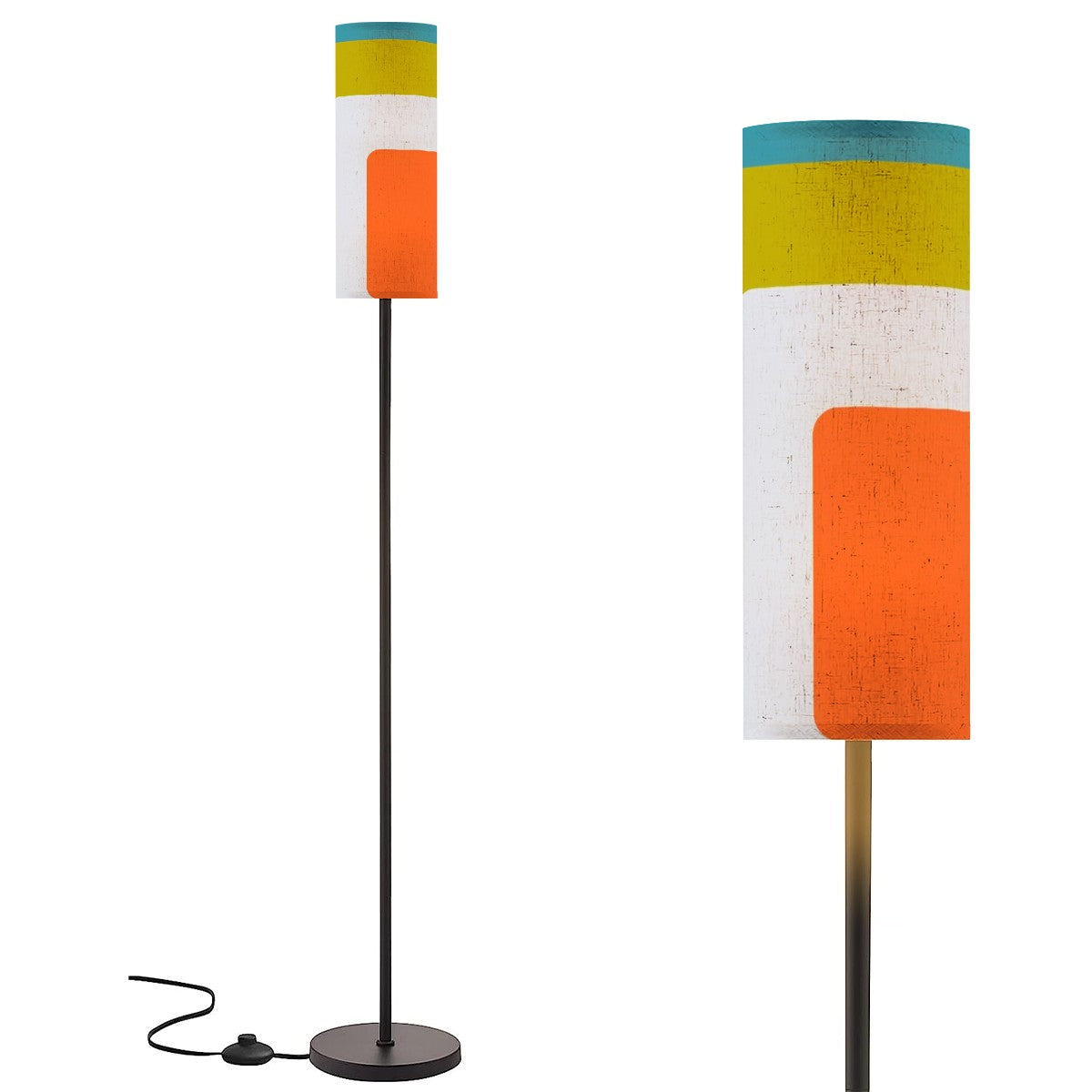 Retro Mod Orange, Green Blue Mid Century Modern Slim Floor Lamp - Mid Century Modern Gal
