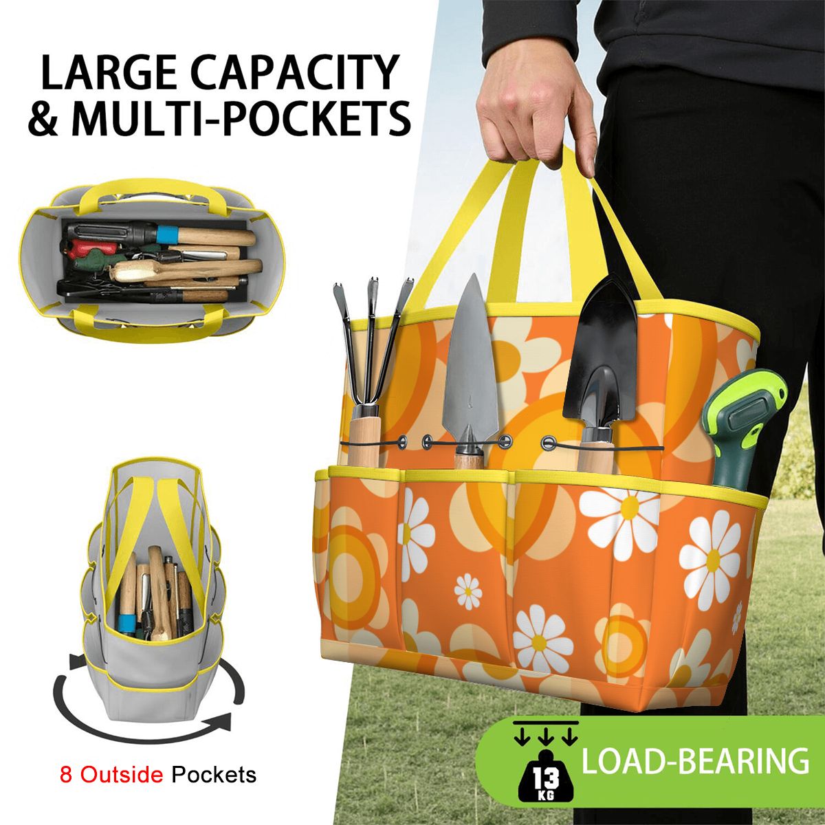 Flower Power Orange Groovy Mod Garden Tool Bag