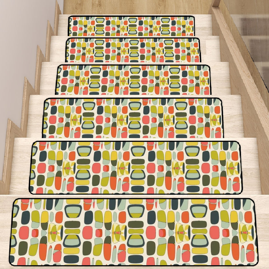 Mid Century Modern Peel And Stick Designed Stair Risers And Treads ...