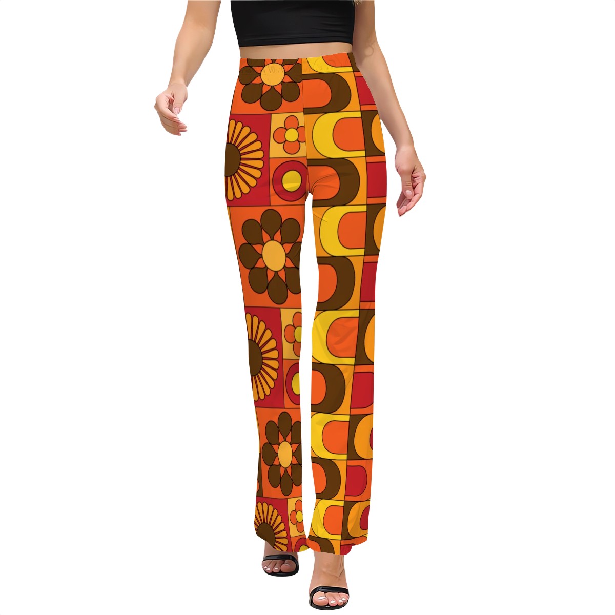 Retro 70s Party Women's Flared Pants, Groovy Mod Designs From The 70s - Mid Century Modern Gal