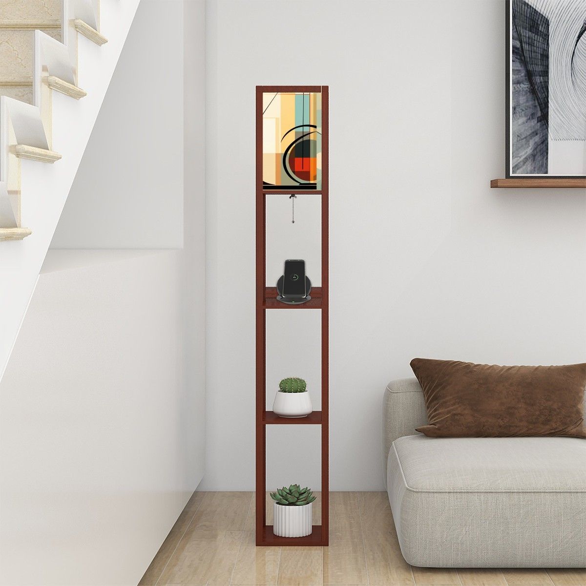 Mid Century Modern Geometric Bauhaus Designed MCM Floor Lamp With Shelves - Mid Century Modern Gal