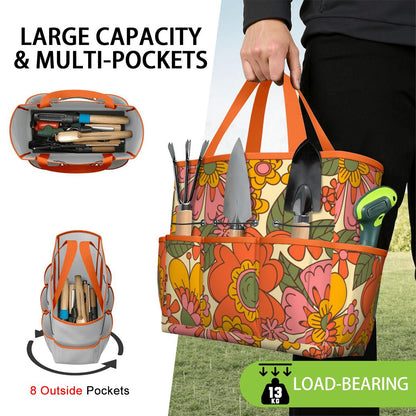 70s Retro Revival Flower Power Groovy Floral Mid Mod Garden Tool Bag