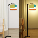 Mid Century Modern Patchwork Green, Teal, Orange MCM Arc Floor Lamp - Mid Century Modern Gal