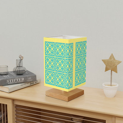 50s Brrezeblock Aqua Blue, Yellow Cheery Mod Square Table Lamp - Mid Century Modern Gal